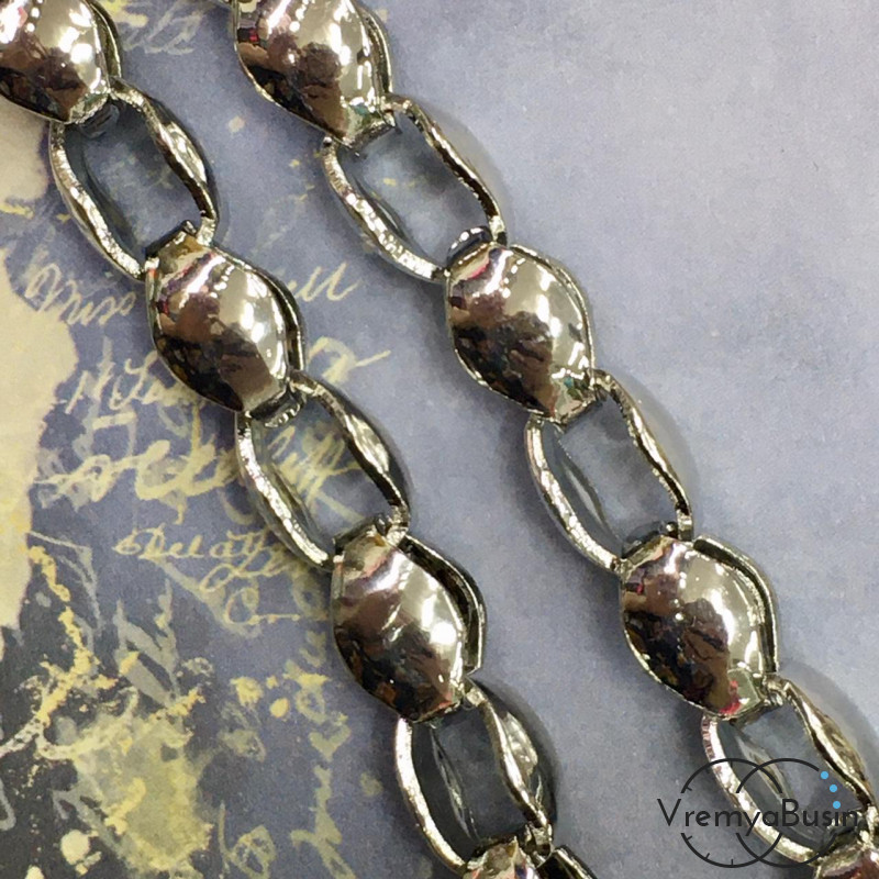 Цепочка металлическая крупная, латунь с родиевым покрытием (1/2 м.)