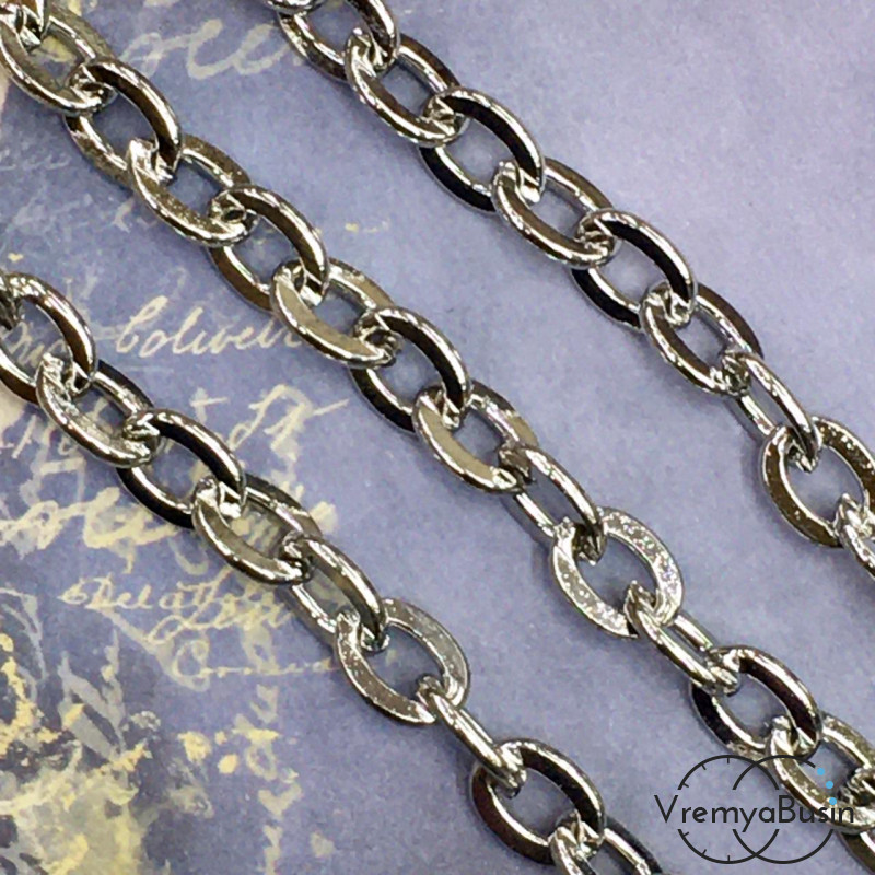 Цепочка металлическая крупная, латунь с родиевым покрытием (1/2 м.)