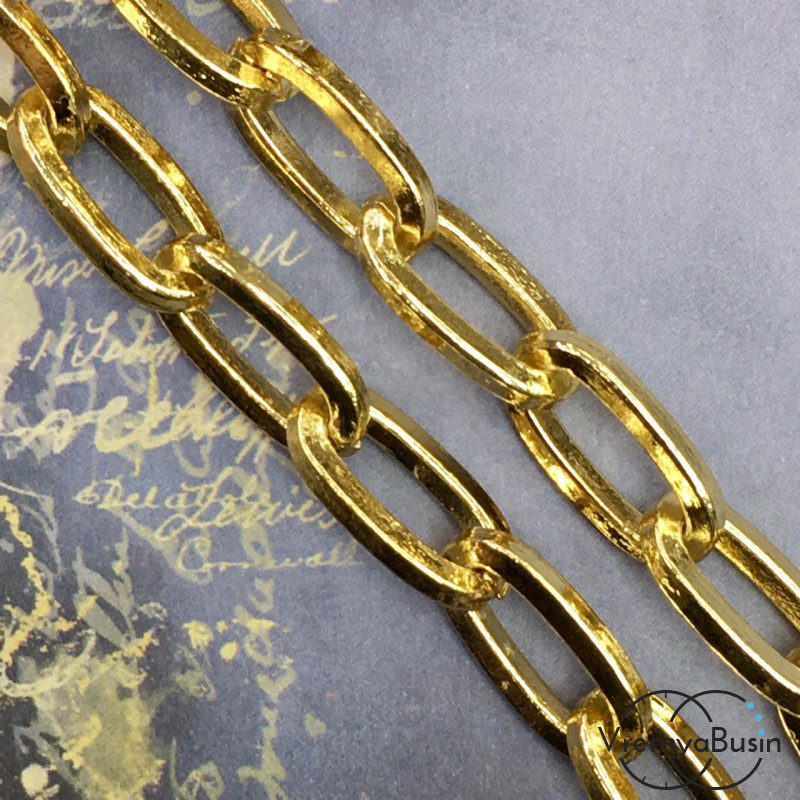 Цепочка металлическая крупная, латунь с позолотой (1/2 м.)