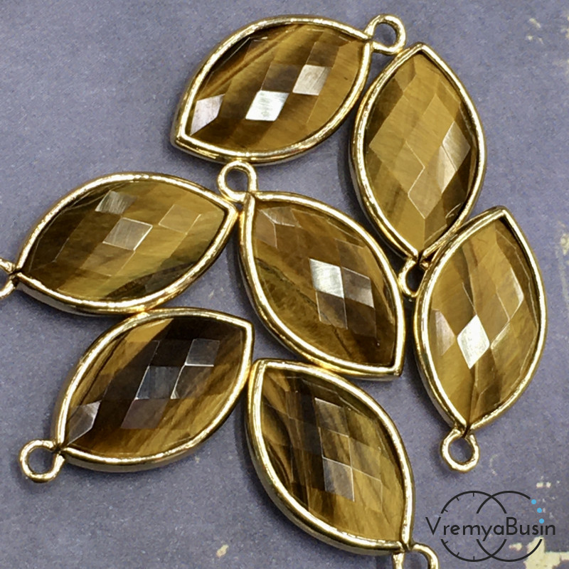 Тигровый глаз. Подвеска с ювелирной огранкой, лепесток 11х22 мм (1 шт.)