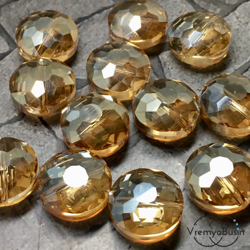 Бусины из граненого стекла, таблетка 14 мм (1 шт.) 