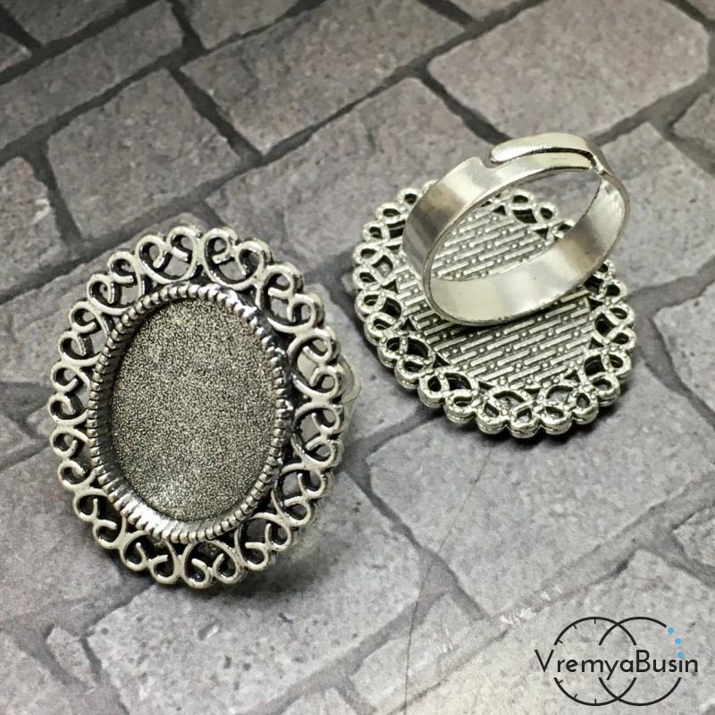 Основа для кольца, сеттинг 13х18 мм, цв. серебро (1 шт.)