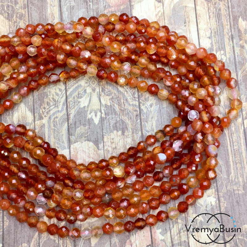 Сердолик, шарик гладкий, 4 мм (нить, ок. 90 шт.)