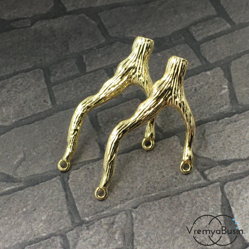 Швензы-гвоздики из латуни с позолотой (1 пара)