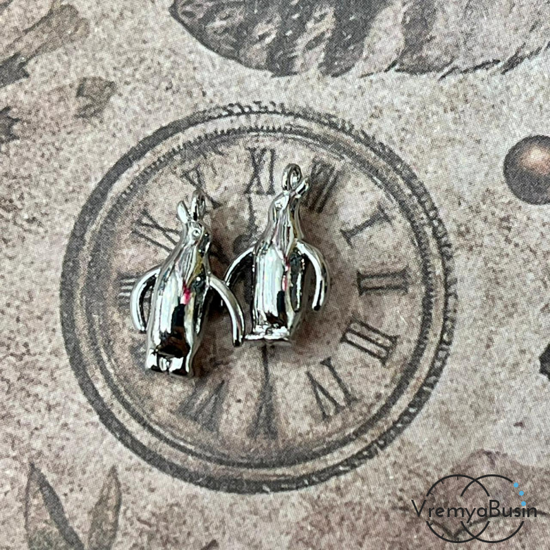 Подвеска "Пингвин" из латуни с родиевым покрытием (1 шт.)