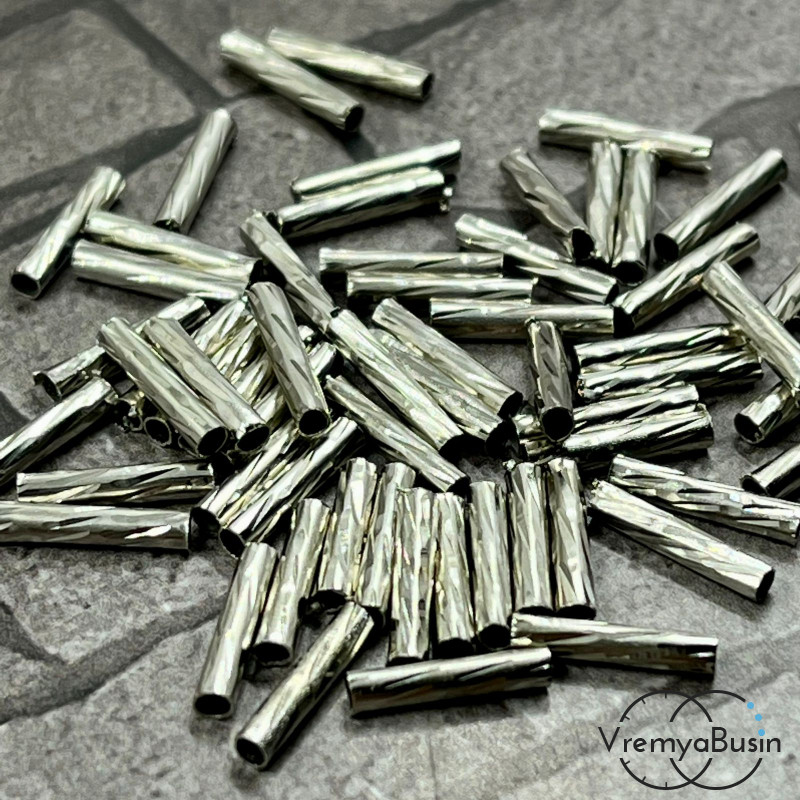 Трубочки-разделители рифленые, 2х10 мм, цв. никель (упак. 5 гр., ок. 75+ шт.)