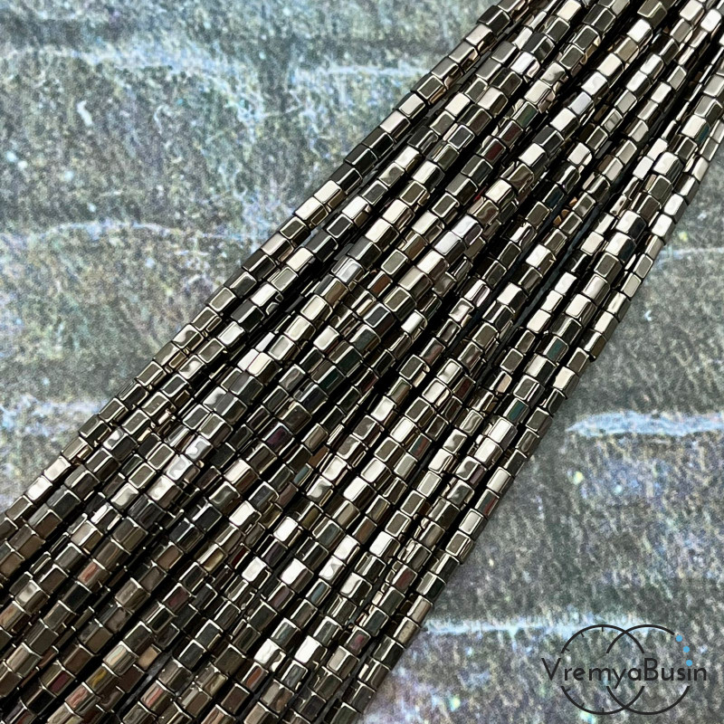 Гематит, шестигранник 3х3 мм, цв. коричневый  (нить, ок. 135 шт.)