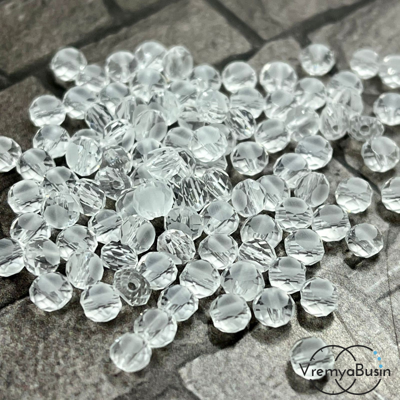 Бусины таблетки из граненого стекла, 3х4 мм (упак. 20 шт.)