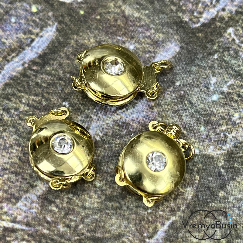 Замок для украшений, на 2 нити, 12х15 мм, латунь с позолотой (1 шт.)