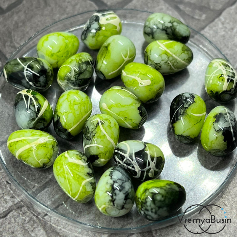 Цветные бусины из стекла, капля 8х11  мм  (1 шт.)