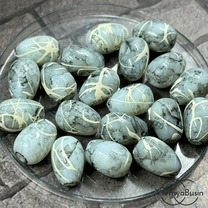 Цветные бусины из стекла, капля 8х11  мм  (1 шт.)