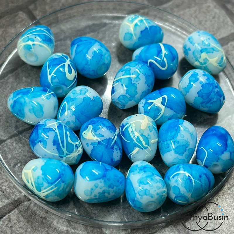 Цветные бусины из стекла, капля 8х11  мм  (1 шт.)