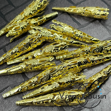 Концевик, ажурный конус из филиграни, 8х42 мм, цв. золото (1 шт.)