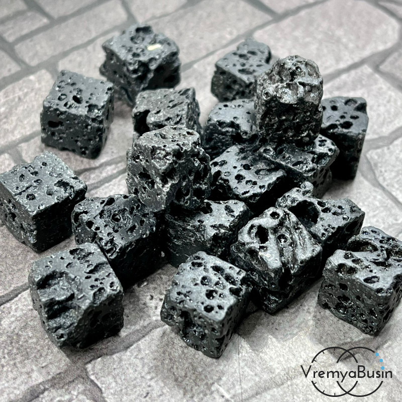 Лава черная, кубик ок. 10-11 мм (1 шт.)
