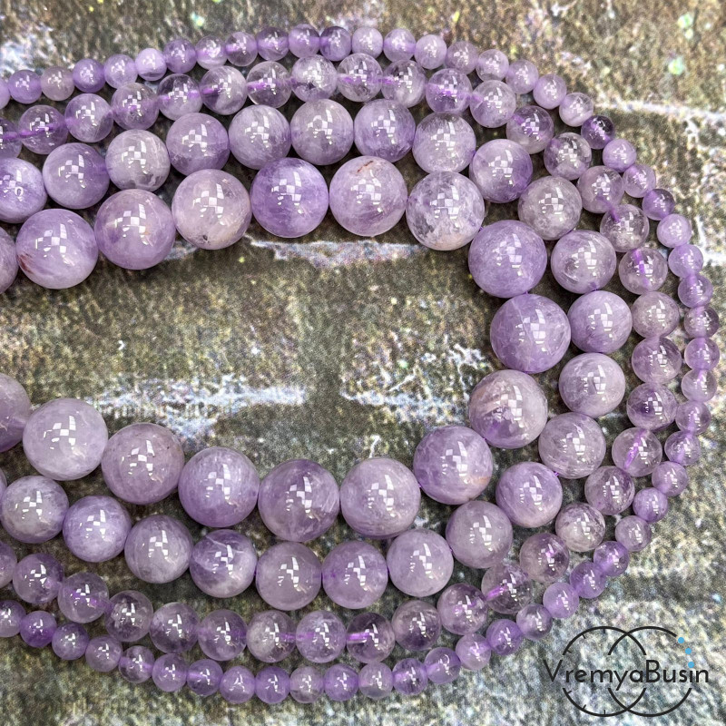 Аметист лавандовый, шарик гладкий 4-6-8-10-12 мм (1 шт.)