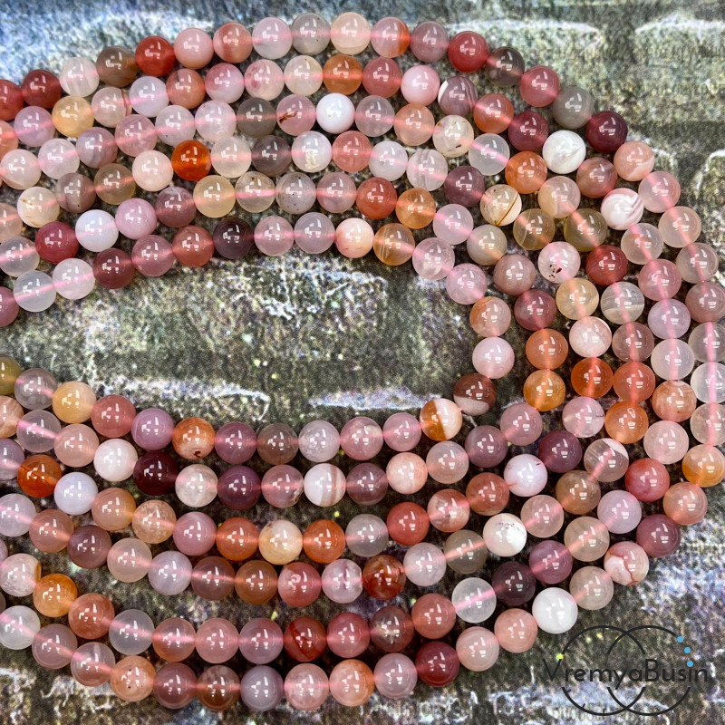 Агат бразильский натур. Шарик гладкий 6 мм (1/2 нити, ок. 32 шт.)