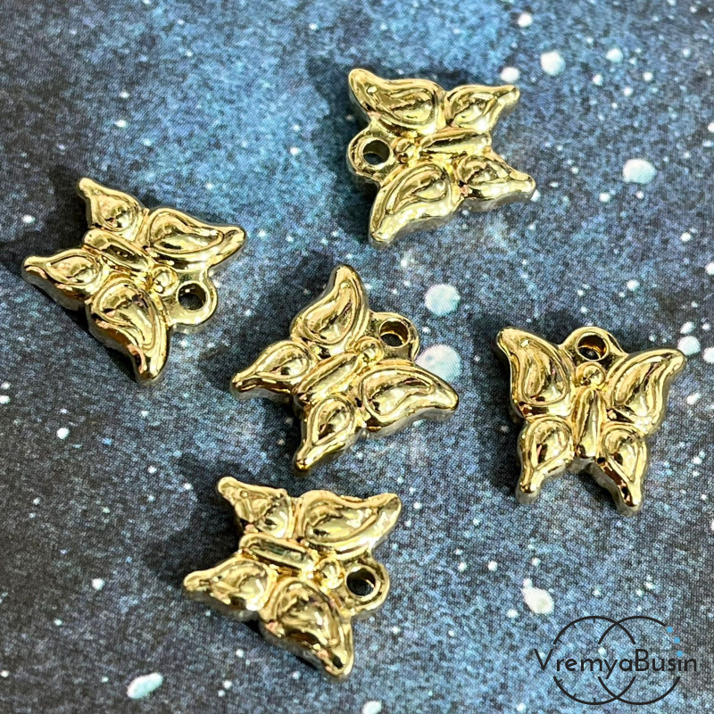 Подвеска из латуни с позолотой, "Бабочка" 11х10 мм  (1 шт.)