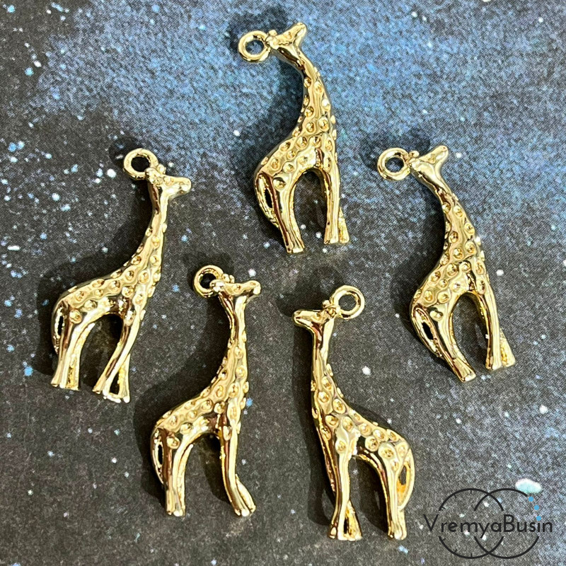 Подвеска из латуни с позолотой, "Жираф" 8х21 мм  (1 шт.)