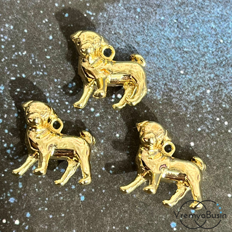Подвеска из латуни с позолотой, "Собака" 11х14 мм  (1 шт.)