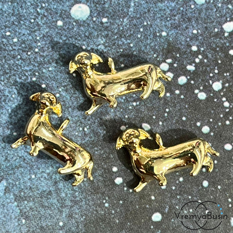 Подвеска из латуни с позолотой, "Такса" 10х13 мм  (1 шт.)