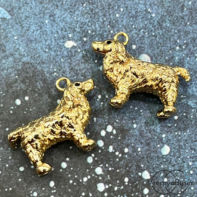 Подвеска из латуни с позолотой, "Собака" 20х15х6 мм  (1 шт.)