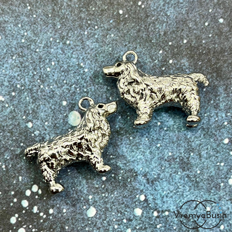 Подвеска из латуни с родиевым покрытием, "Собака" 20х15х6 мм  (1 шт.)