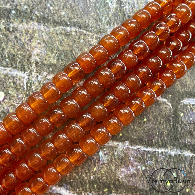 Бусины рондели из гладкого стекла, 6х8 мм, цв. карамельный (нить, ок. 65 шт.)