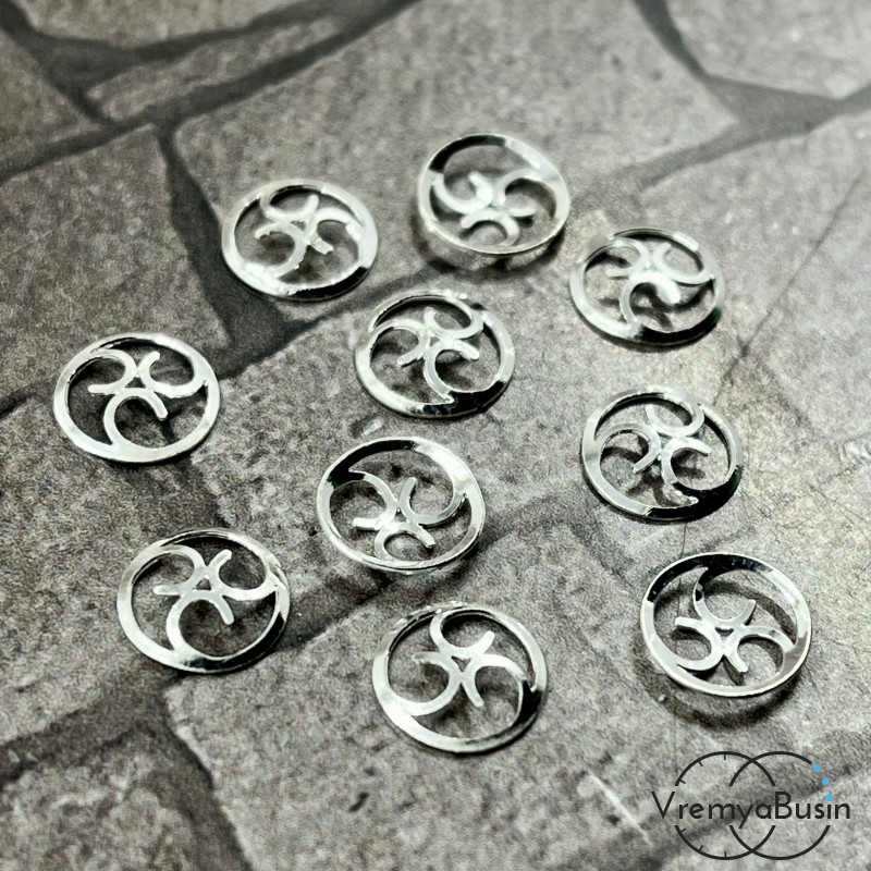 Шапочки для бусин из латуни, 7 мм цв. серебро (упак. 10 шт.)