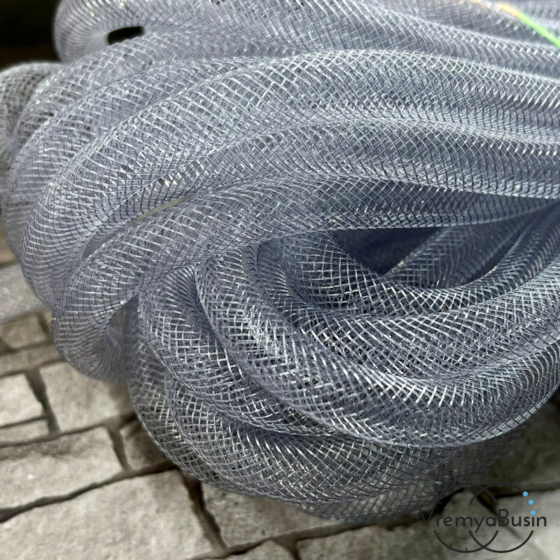 Полый шнур из нейлоновой сетки, 8 мм, цв. серый (1 м.)