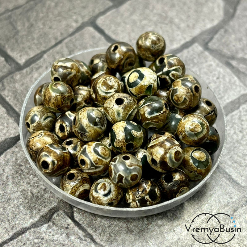 Бусины дзи, шарик гладкий 6 мм (1 шт.)