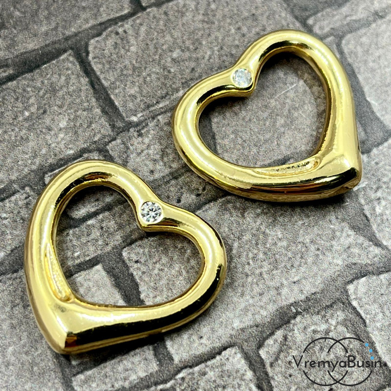 Сердце. Подвеска из латуни с позолотой, 22х24 мм  (1 шт.)