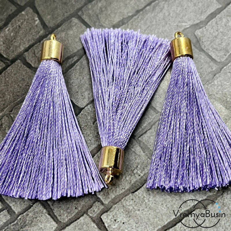 Кисточки с золотой шапочкой, длина 50 мм, цв. сиреневый (2 шт.)