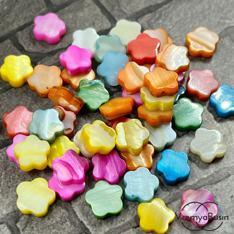 Бусины из перламутра "Цветочки", 8 мм (упак. 10 шт.)