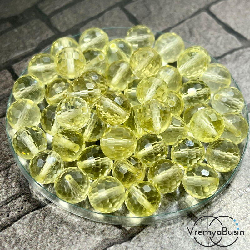 Лимонный кварц натур., шарик с микроогранкой 8 мм (1 шт.)