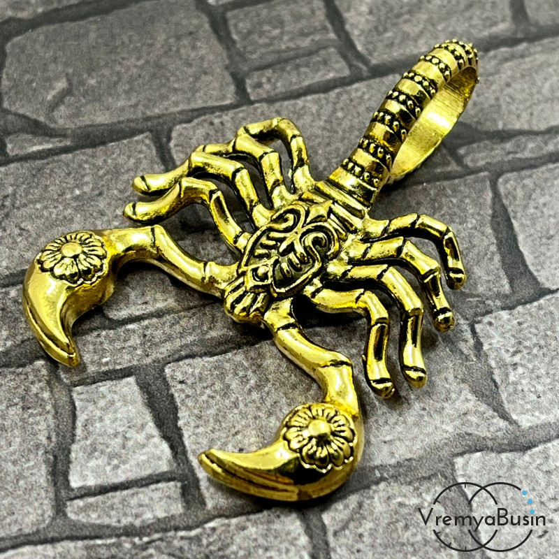 Скорпион, подвеска из металла, 35х50 мм, цв. золото (1 шт.)