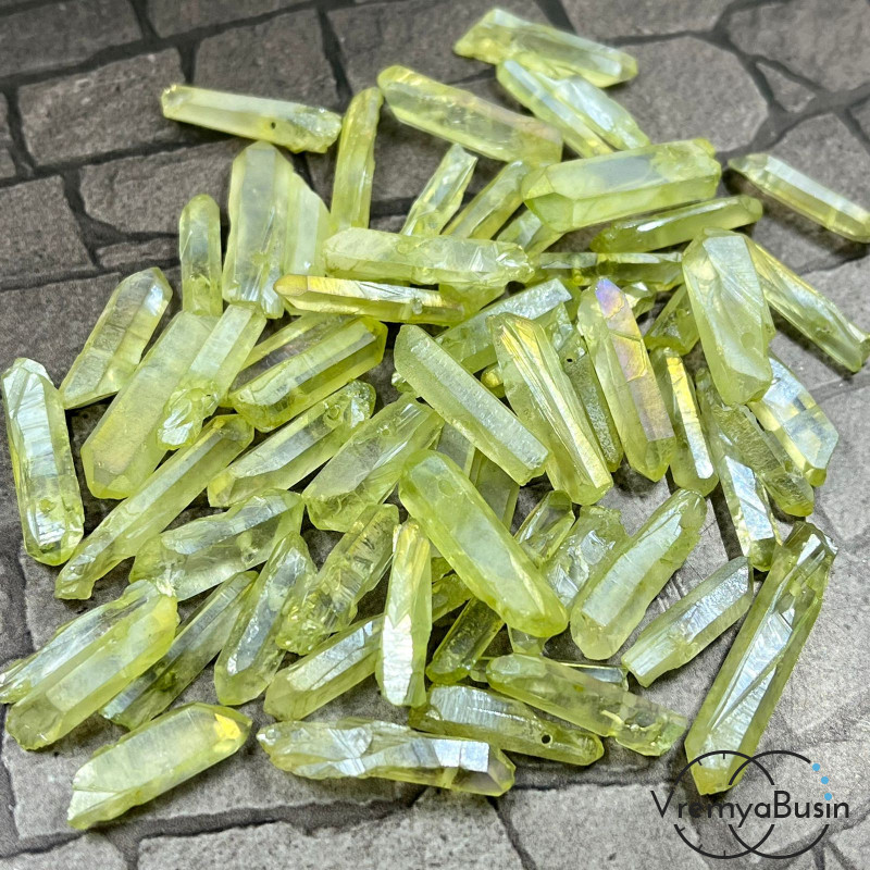 Кварц радужный, мелкие кристаллы, цв. лимонный (1 шт.)