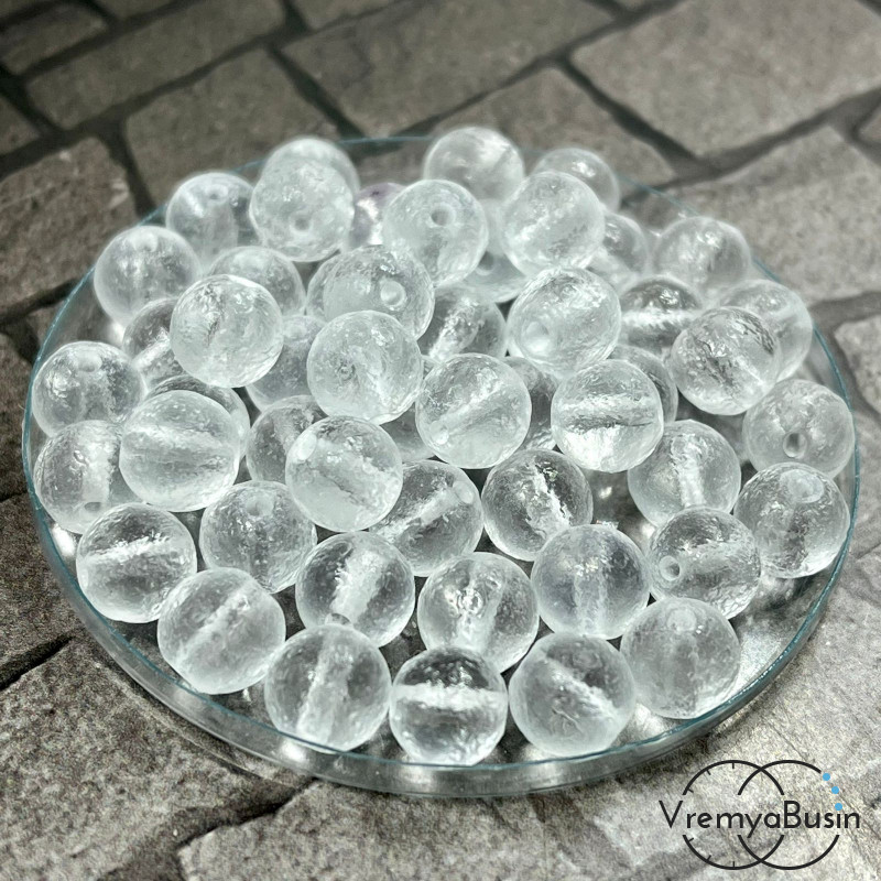 Бусины из стекла "Леденцы", шарик 7х8 мм, цв. прозрачный  (1 шт.)