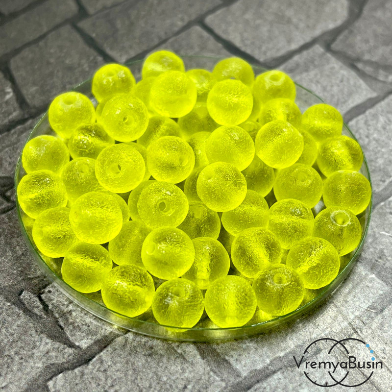 Бусины из стекла "Леденцы", шарик 7х8 мм, цв. желтый  (1 шт.)