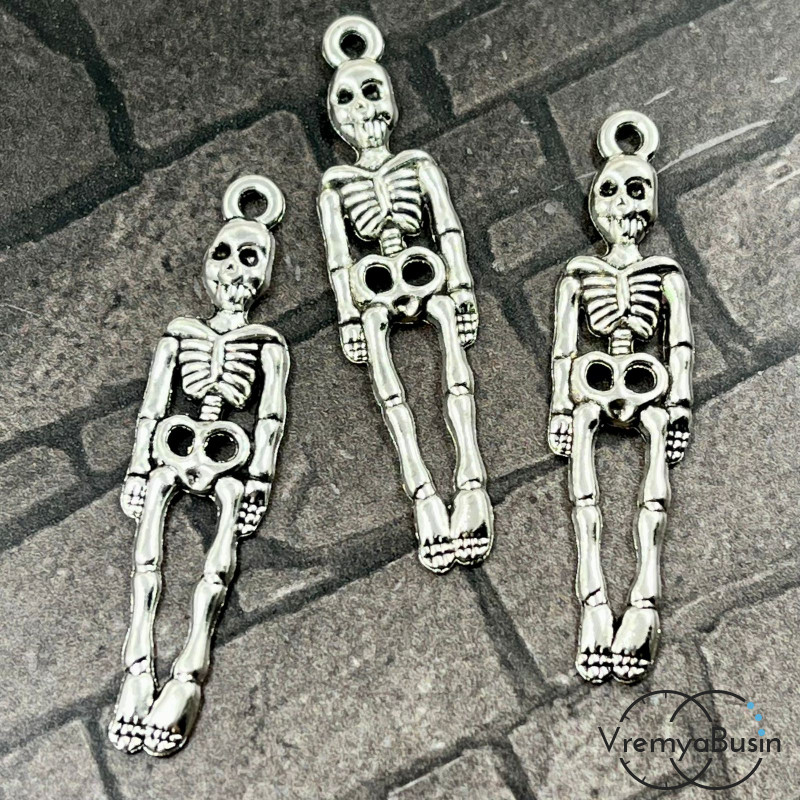 Скелет, подвеска металлическая цв. серебро, 9х40 мм (1 шт.)