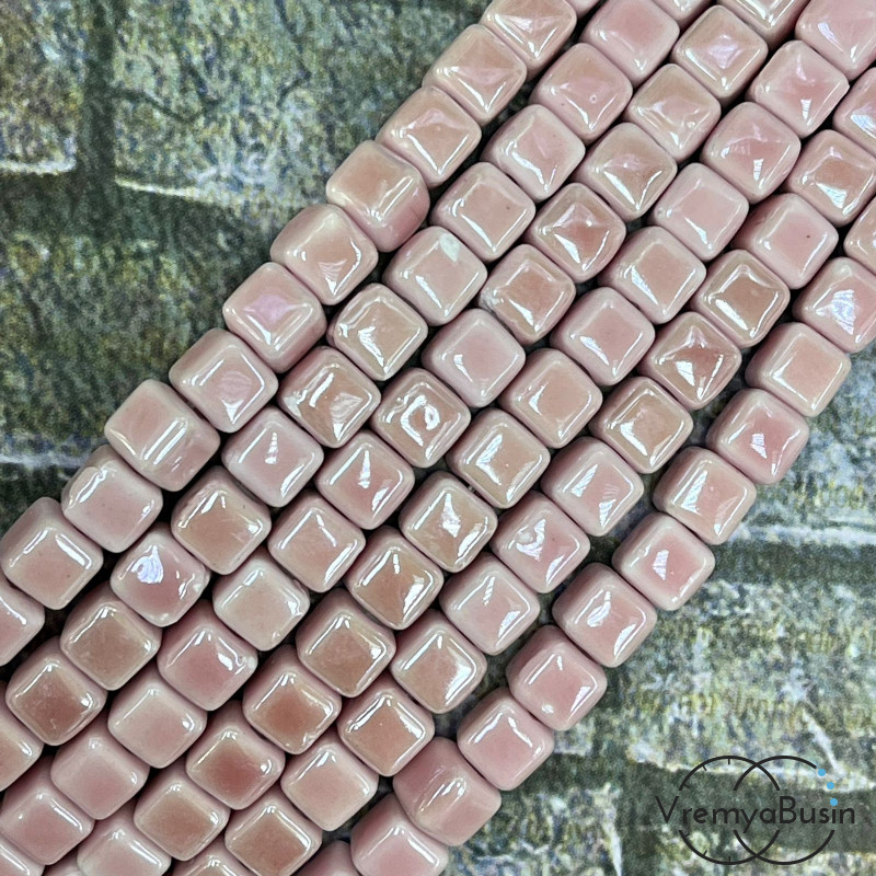 Бусины керамические "Кубик", 6х6 мм (1/2 нити, ок.  25    шт.)