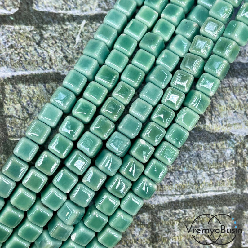 Бусины керамические "Кубик", 6х6 мм (1/2 нити, ок.  25    шт.)