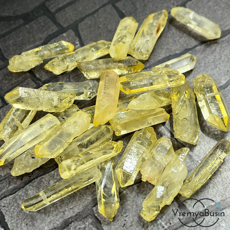 Кварц мелкие кристаллы, ср.размер 7х20 мм, цв. желтый (1 шт.)