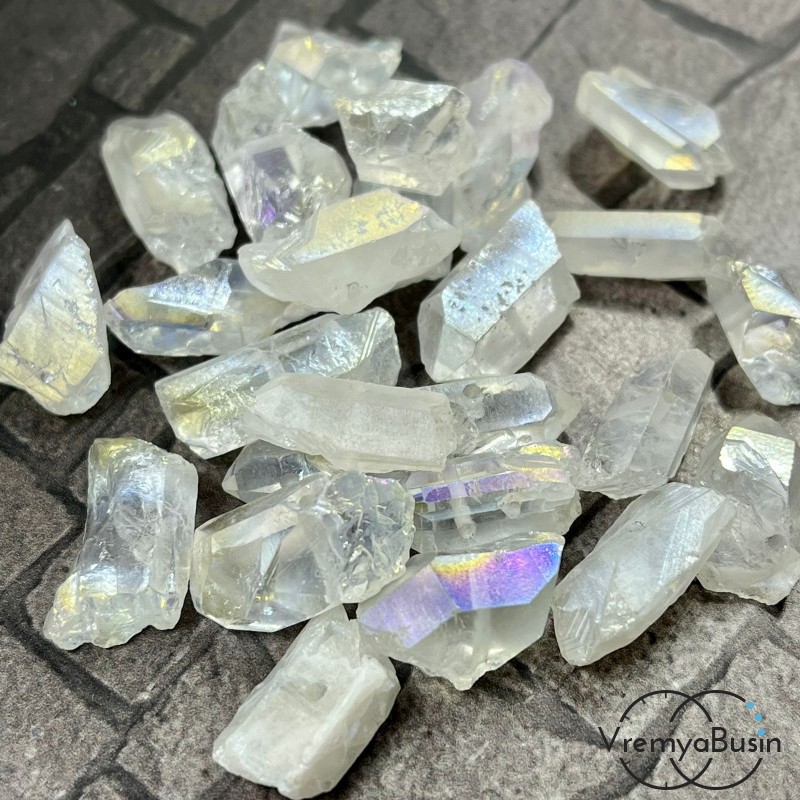 Кварц радужный, мелкие кристаллы, ср.размер 7х16 мм, цв. прозрачно-белый (1 шт.)