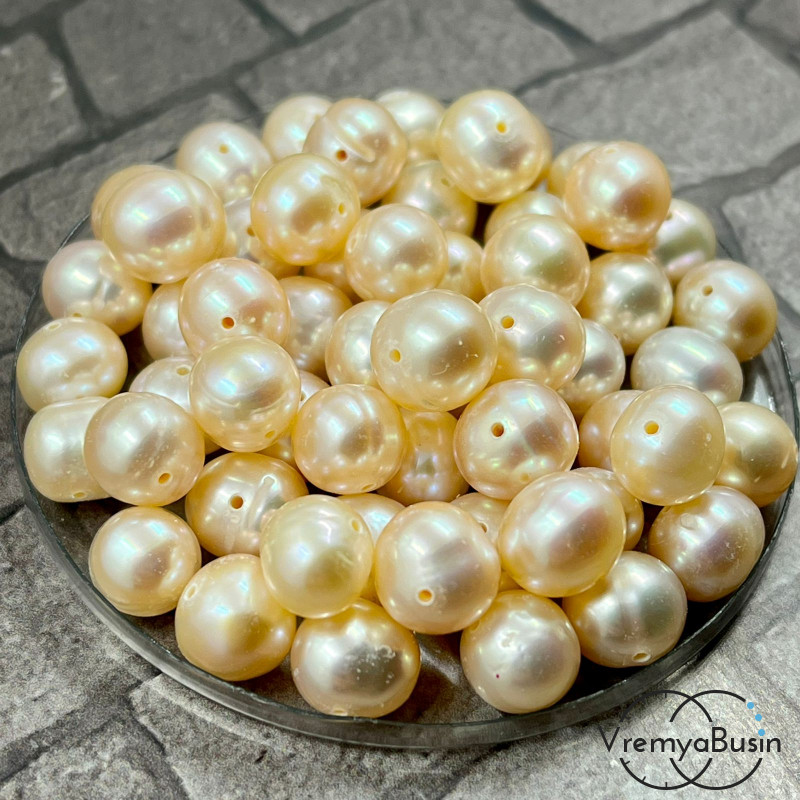 Жемчуг натур. речной, округлый кремовый ок. 8 мм (1 шт.)