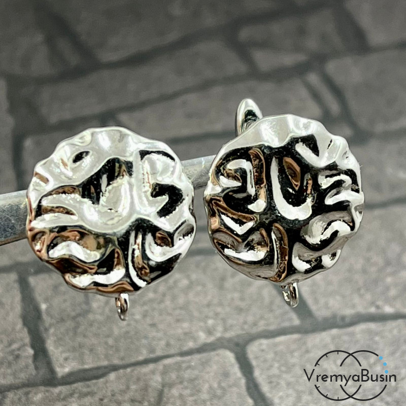 Швензы с английским замком, диам. 15 мм, латунь с родиевым покрытием (1 пара) Швензы с английским замком, диам. 15 мм, латунь с родиевым покрытием (1 пара)