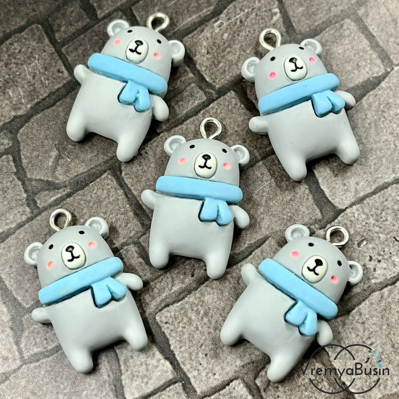 Подвеска акриловая "Медведь с шарфом", 28х20х8 мм (1 шт.)