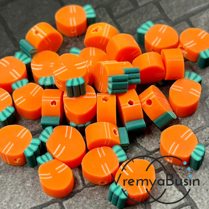 Бусины из полимерной глины "Морковка", 10 мм  (1    шт.)