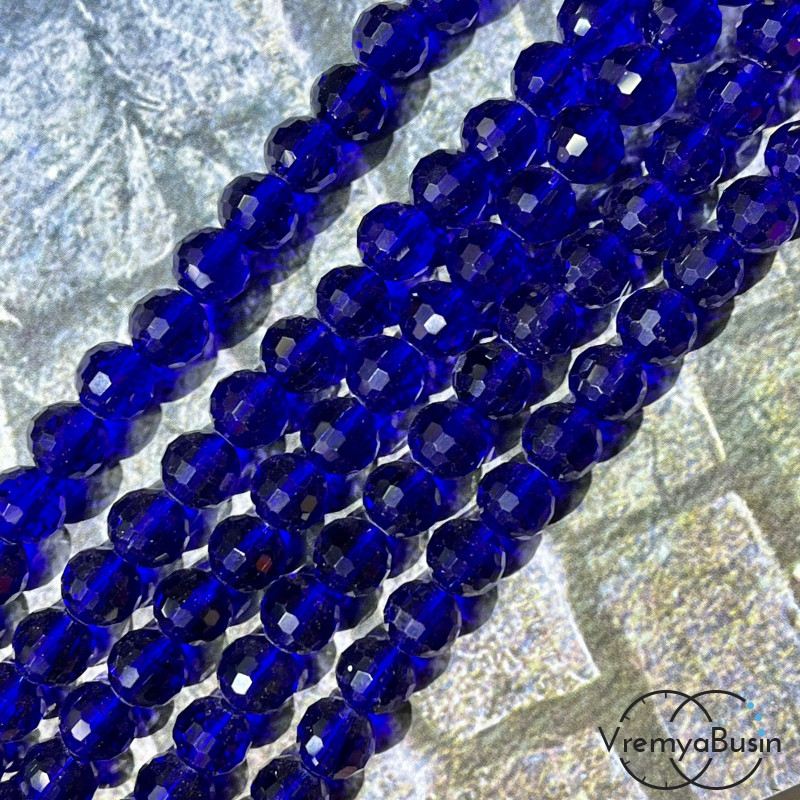 Шарик граненый из стекла, 8 мм (нить, ок. 50 шт.)