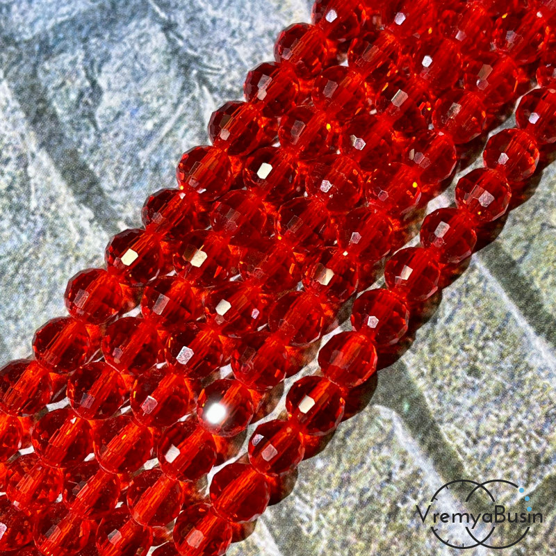 Шарик граненый из стекла, 8 мм (нить, ок. 50 шт.)