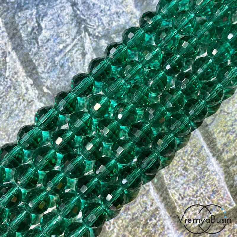 Шарик граненый из стекла, 8 мм (нить, ок. 50 шт.)